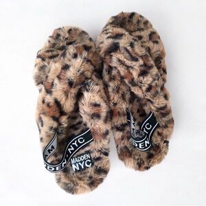 NWOT Madden NYC Faux Fur Leopard Slippers